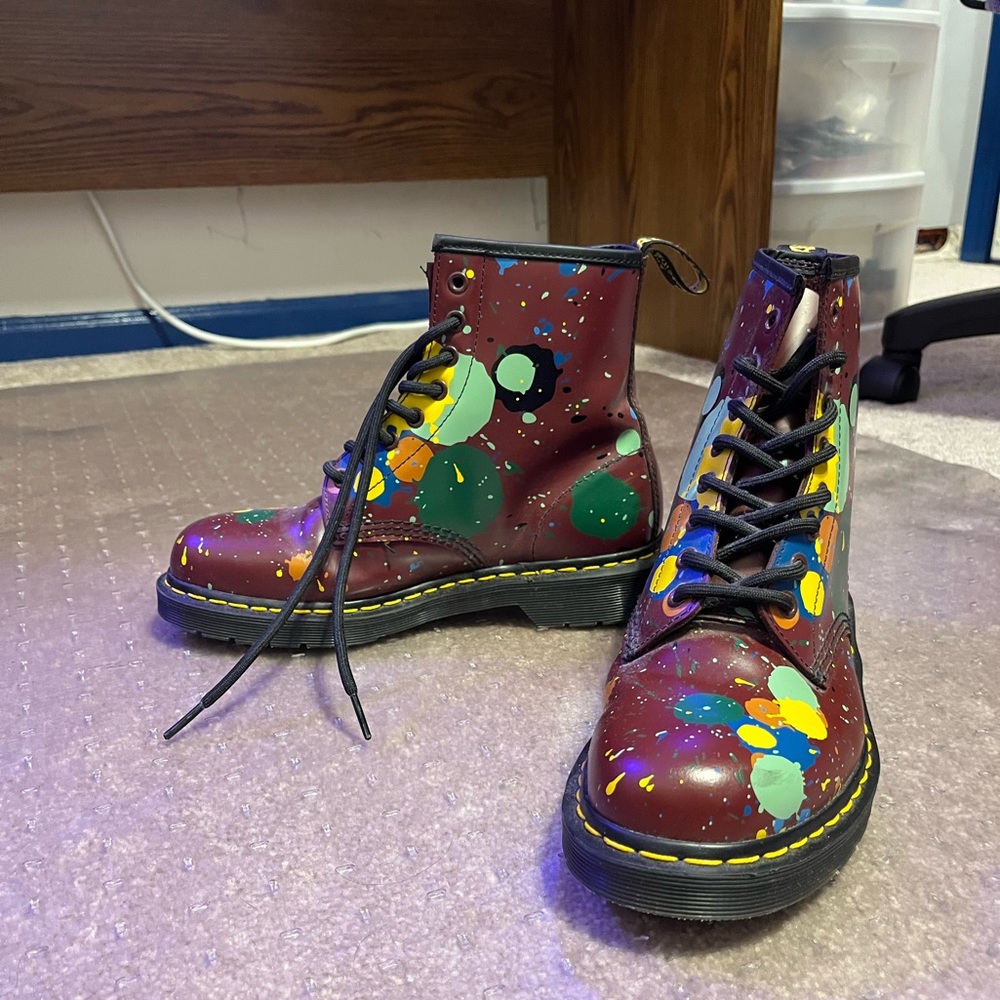 Dr. Martens 1460 size 8 paint splatter boots